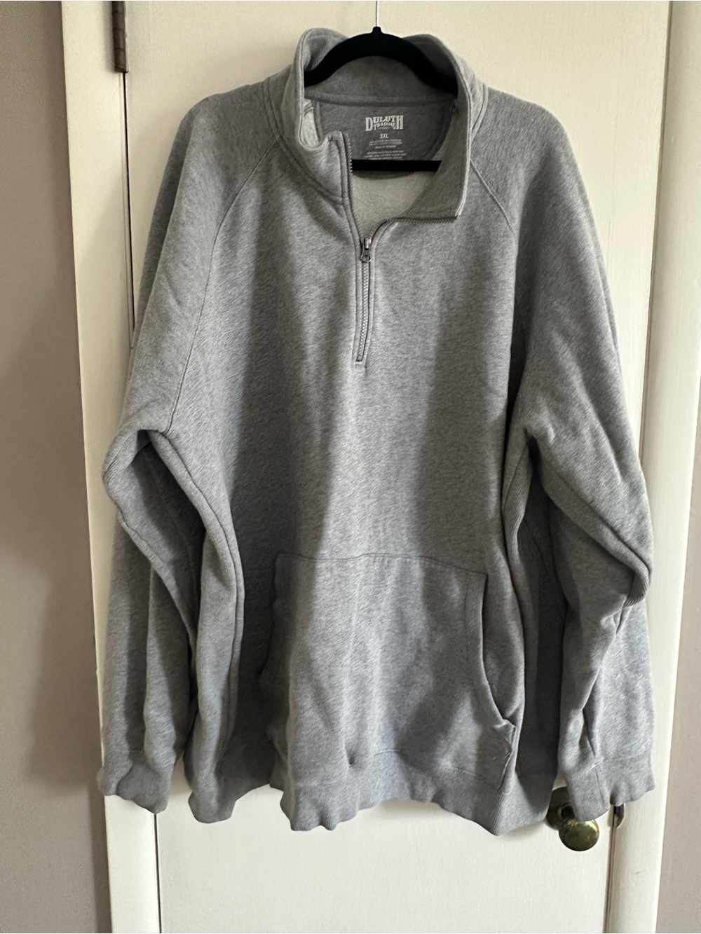 Duluth Trading Co heavy duty Light Gray Half-Zip Fleece Pullover